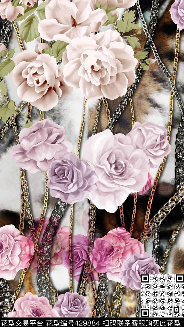 动物纹花卉流行时尚数码印花华亿平台下载（图片编号: 429884） - 瓦栏（Walan）