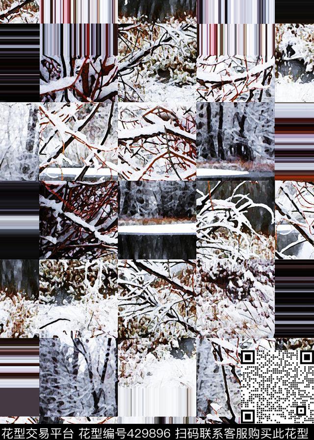 冰雪冬日格子数码印花华亿平台下载（图片编号: 429896） - 瓦栏（Walan）