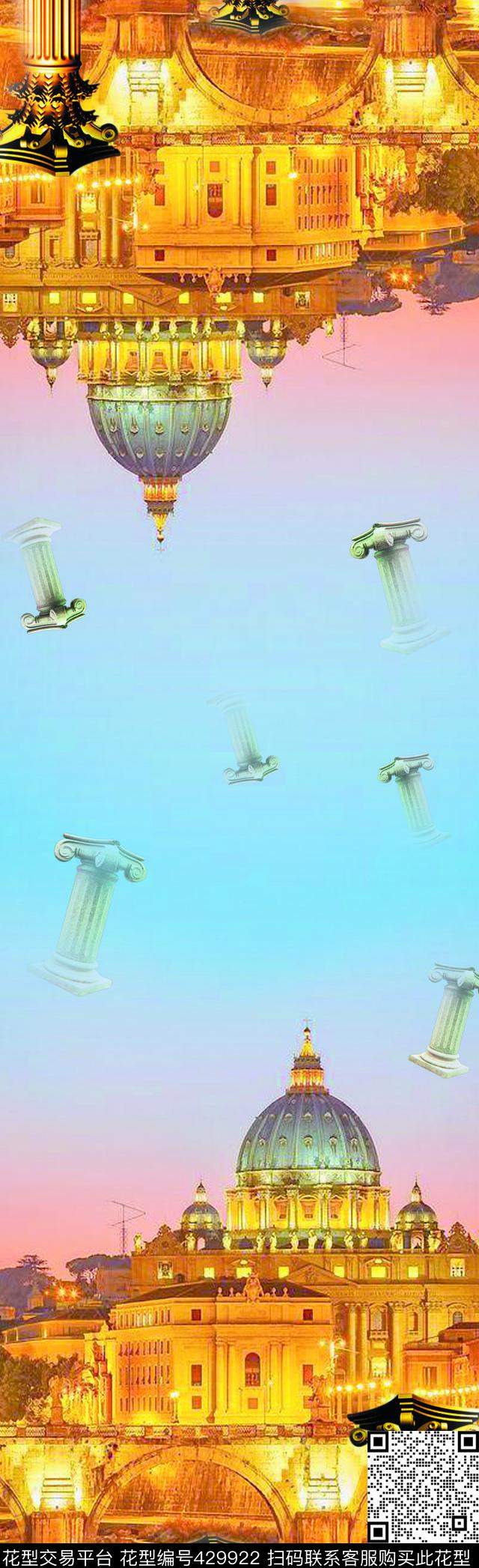 黄昏景观欧式欧式建筑数码印花华亿平台下载（图片编号: 429922） - 瓦栏（Walan）