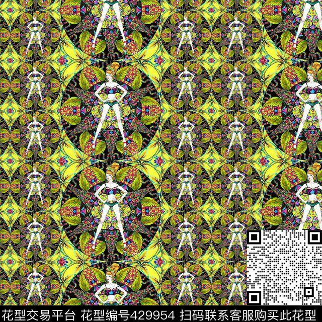 不规则几何手绘几何数码印花华亿平台下载（图片编号: 429954） - 瓦栏（Walan）