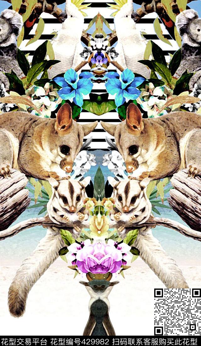 定位动物热带雨林数码印花华亿平台下载（图片编号: 429982） - 瓦栏（Walan）