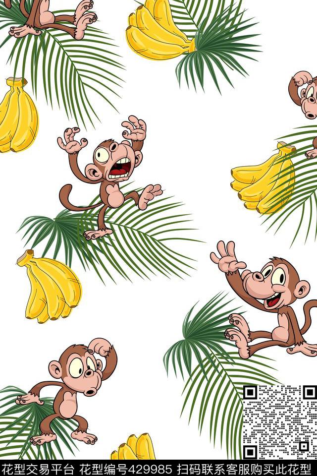 L.D~动物L.D~手绘猴子传统印花华亿平台下载（图片编号: 429985） - 瓦栏（Walan）