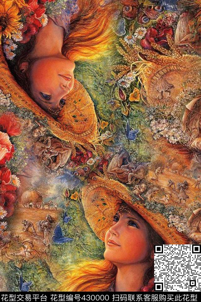 花卉帽子欧式复古数码印花华亿平台下载（图片编号: 430000） - 瓦栏（Walan）