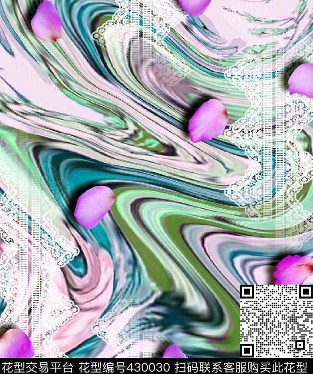 服装面料抽象数码印花华亿平台下载（图片编号: 430030） - 瓦栏（Walan）