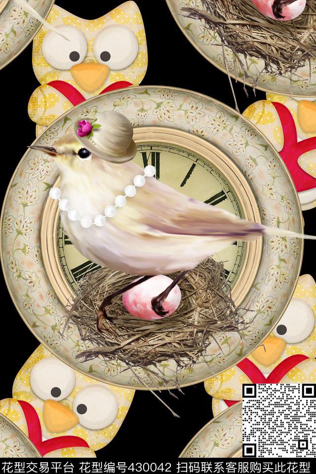 鸟窝猫头鹰玩偶数码印花华亿平台下载（图片编号: 430042） - 瓦栏（Walan）
