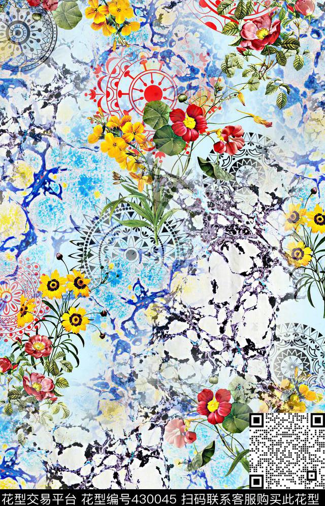 原创油迹机理数码印花华亿平台下载（图片编号: 430045） - 瓦栏（Walan）