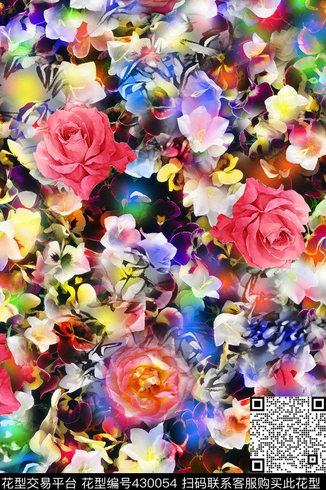 花朵满花纸印花数码印花华亿平台下载（图片编号: 430054） - 瓦栏（Walan）