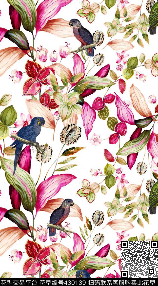 花卉花鸟流行时尚数码印花华亿平台下载（图片编号: 430139） - 瓦栏（Walan）