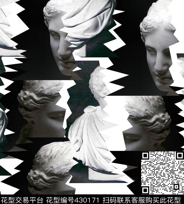 潮流抽象雕塑数码印花华亿平台下载（图片编号: 430171） - 瓦栏（Walan）