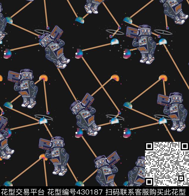 个性男装机器人卡通数码印花华亿平台下载（图片编号: 430187） - 瓦栏（Walan）