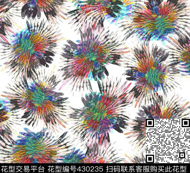 个性羽毛梦幻七彩数码印花华亿平台下载（图片编号: 430235） - 瓦栏（Walan）