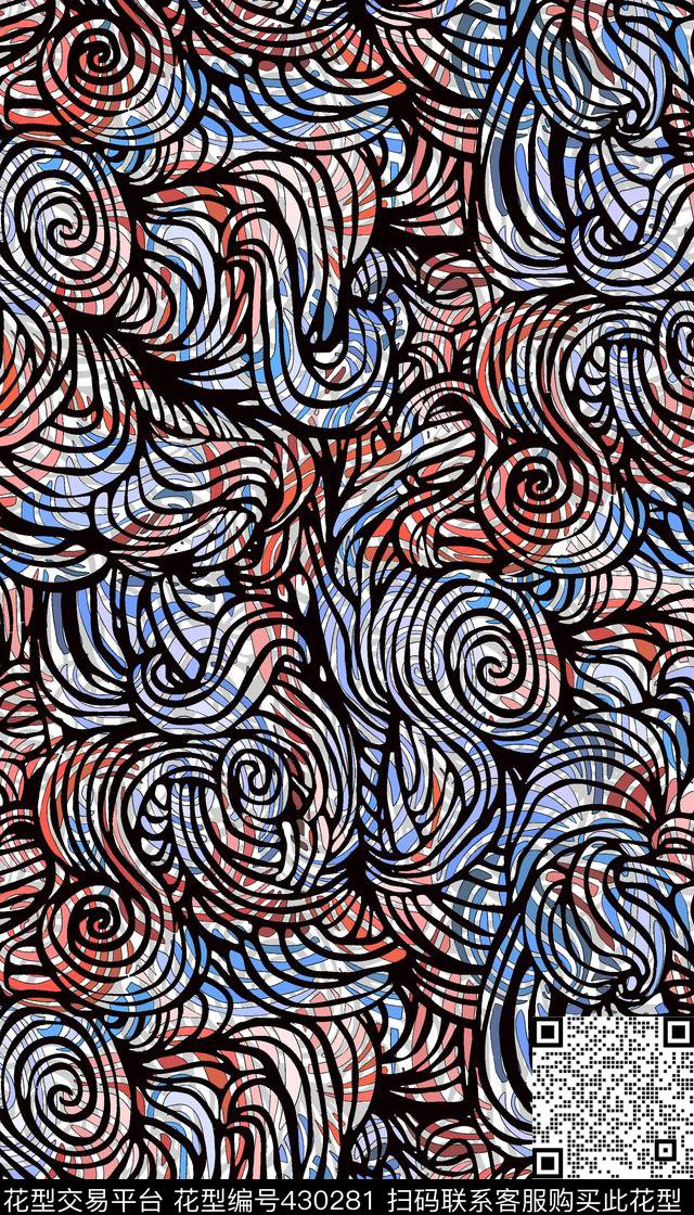 抽象抽象油画时尚画稿几何服装F-S服装（抽象）数码印花华亿平台下载（图片编号: 430281） - 瓦栏（Walan）