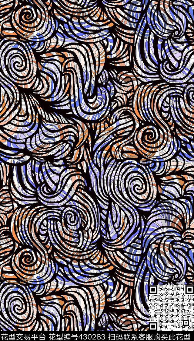 抽象抽象油画时尚画稿几何服装F-S服装（抽象）数码印花华亿平台下载（图片编号: 430283） - 瓦栏（Walan）