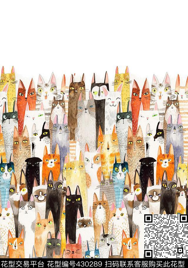 猫单边定位动物数码印花华亿平台下载（图片编号: 430289） - 瓦栏（Walan）
