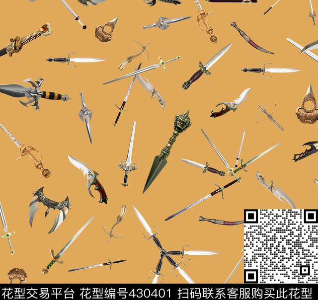 匕首刀剑弓箭数码印花华亿平台下载（图片编号: 430401） - 瓦栏（Walan）
