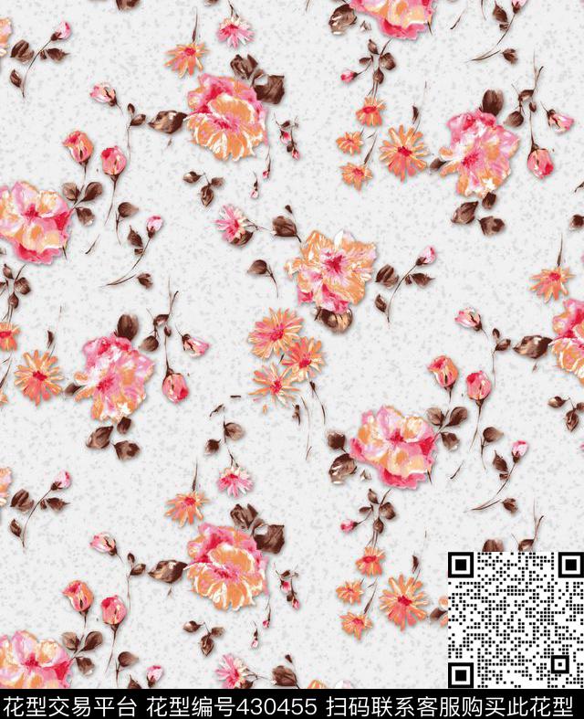 小清新花卉水彩清新花卉数码印花华亿平台下载（图片编号: 430455） - 瓦栏（Walan）