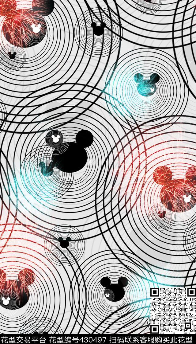 卡通米奇头圆圈数码印花华亿平台下载（图片编号: 430497） - 瓦栏（Walan）
