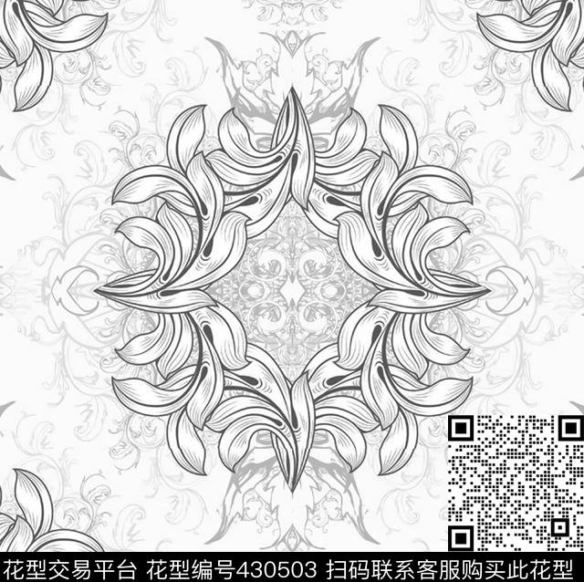 古朴花瓣藤蔓传统印花华亿平台下载（图片编号: 430503） - 瓦栏（Walan）