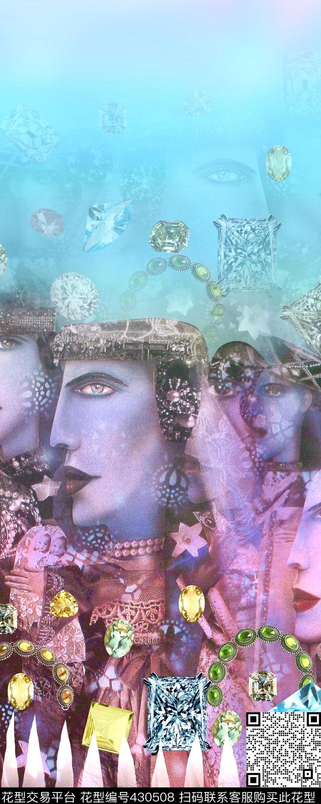 复古人物定位华亿平台人物数码印花华亿平台下载（图片编号: 430508） - 瓦栏（Walan）