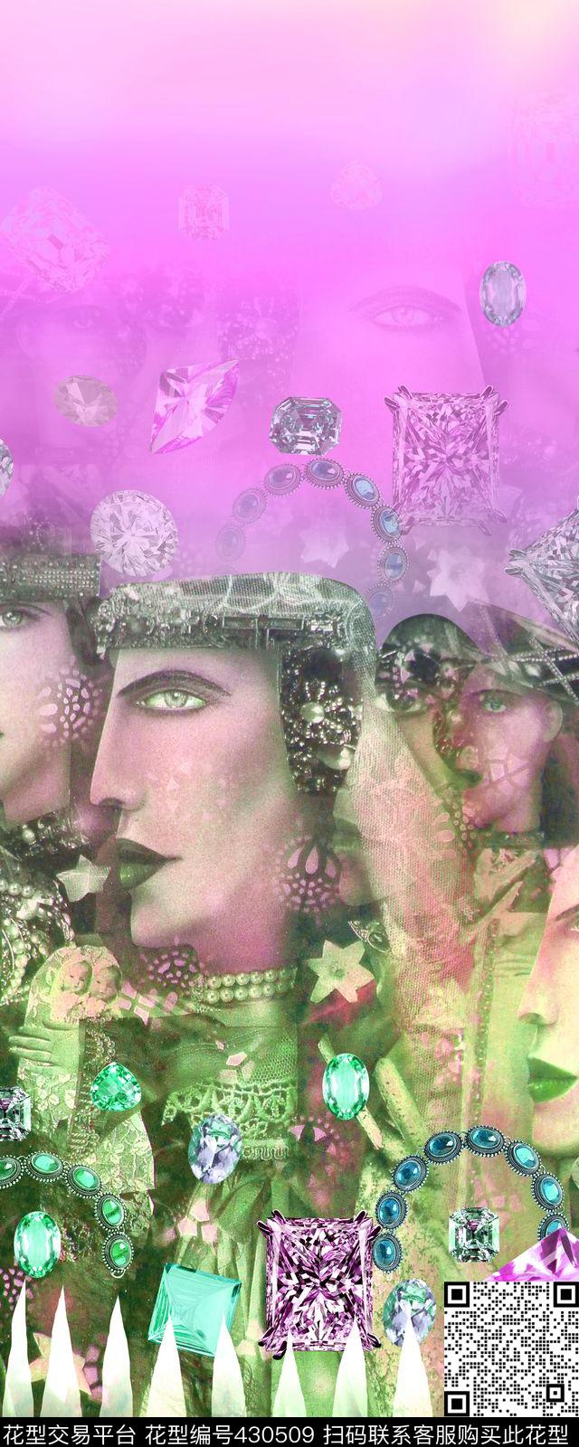 复古人物定位华亿平台人物数码印花华亿平台下载（图片编号: 430509） - 瓦栏（Walan）