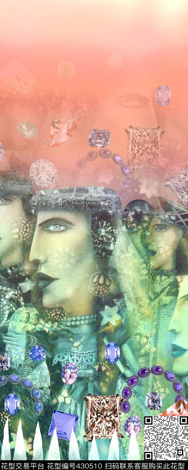 复古人物定位华亿平台人物数码印花华亿平台下载（图片编号: 430510） - 瓦栏（Walan）