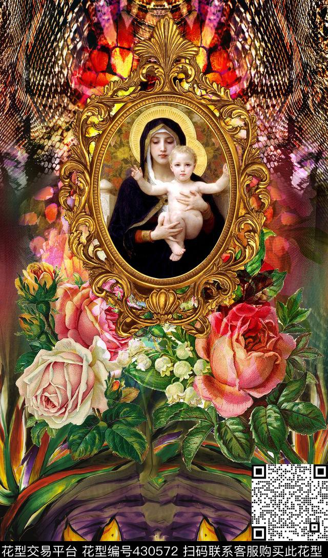 动物纹欧式宫廷风圣母数码印花华亿平台下载（图片编号: 430572） - 瓦栏（Walan）