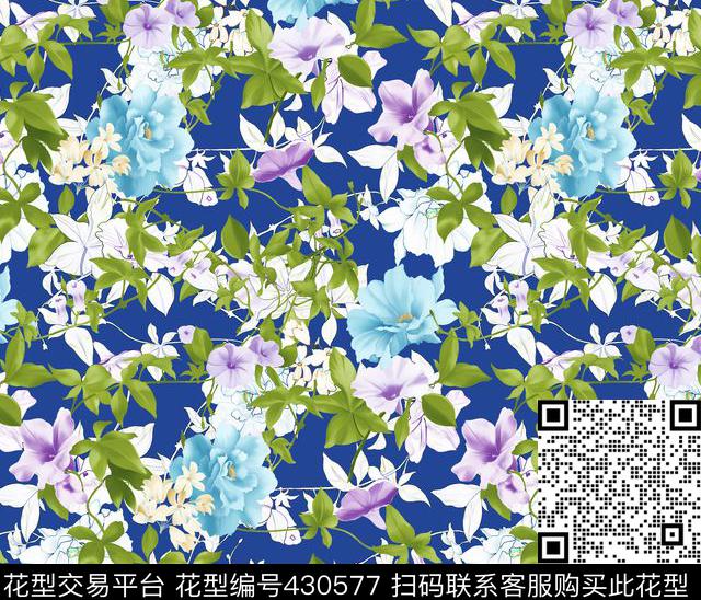 时尚小碎花手绘花卉小花数码印花华亿平台下载（图片编号: 430577） - 瓦栏（Walan）