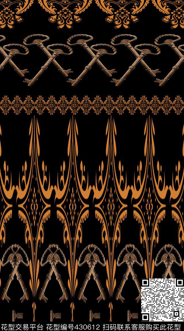 欧式矢量花卉钥匙传统印花华亿平台下载（图片编号: 430612） - 瓦栏（Walan）