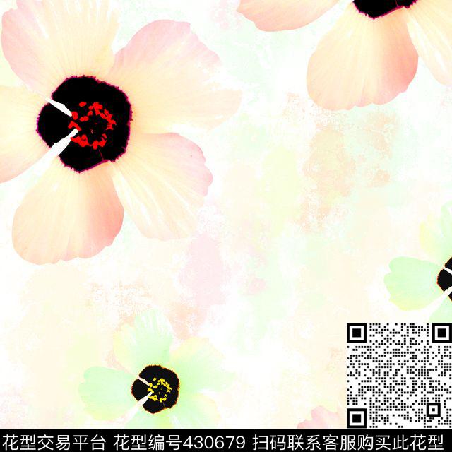 花瓣花卉水彩数码印花华亿平台下载（图片编号: 430679） - 瓦栏（Walan）