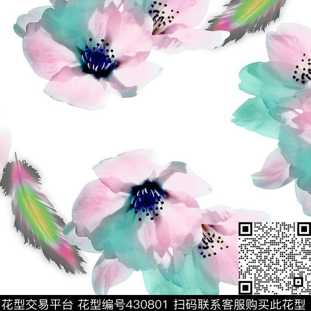 抽象花瓣花卉数码印花华亿平台下载（图片编号: 430801） - 瓦栏（Walan）