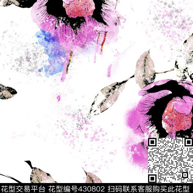 抽象复古花瓣数码印花华亿平台下载（图片编号: 430802） - 瓦栏（Walan）