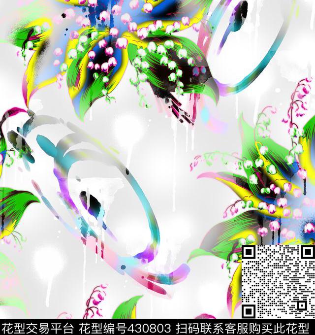 抽象花瓣花卉数码印花华亿平台下载（图片编号: 430803） - 瓦栏（Walan）