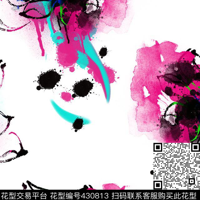 抽象花卉墨点传统印花华亿平台下载（图片编号: 430813） - 瓦栏（Walan）