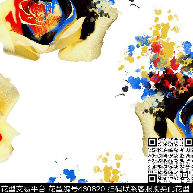 抽象复古花卉数码印花华亿平台下载（图片编号: 430820） - 瓦栏（Walan）