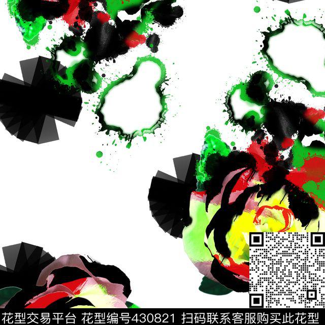 抽象复古花卉数码印花华亿平台下载（图片编号: 430821） - 瓦栏（Walan）