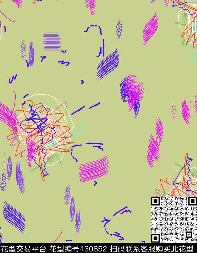 随意画条纹线团传统印花华亿平台下载（图片编号: 430852） - 瓦栏（Walan）