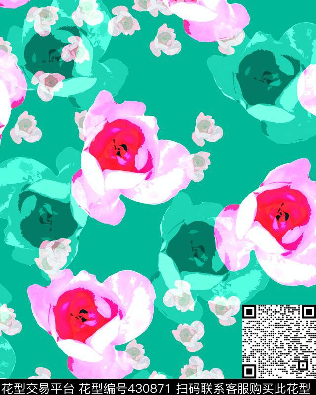 花青春靓丽自然风传统印花华亿平台下载（图片编号: 430871） - 瓦栏（Walan）