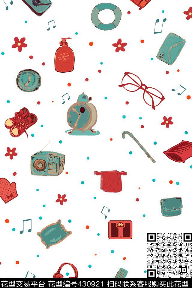 时尚小清新卡通生活用品漫画传统印花华亿平台下载（图片编号: 430921） - 瓦栏（Walan）
