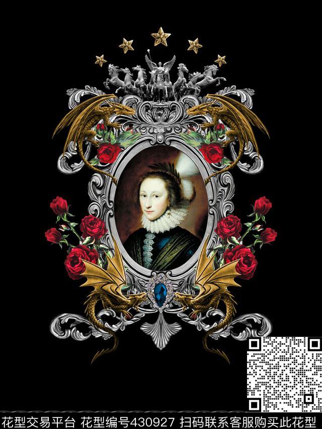 复古风金属花纹链数码印花华亿平台下载（图片编号: 430927） - 瓦栏（Walan）