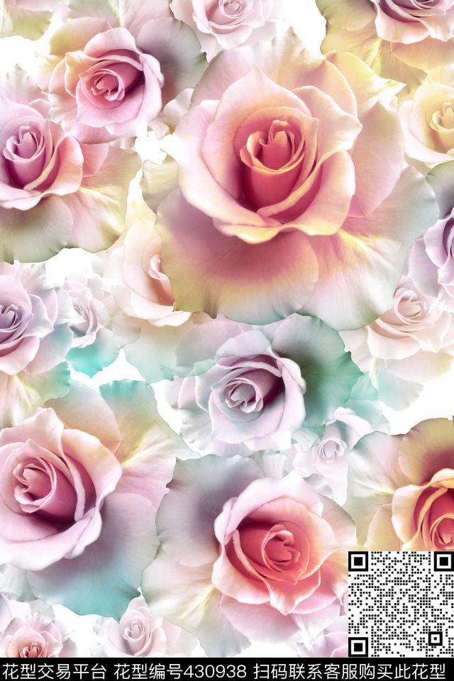 浪漫玫瑰花卉数码印花华亿平台下载（图片编号: 430938） - 瓦栏（Walan）