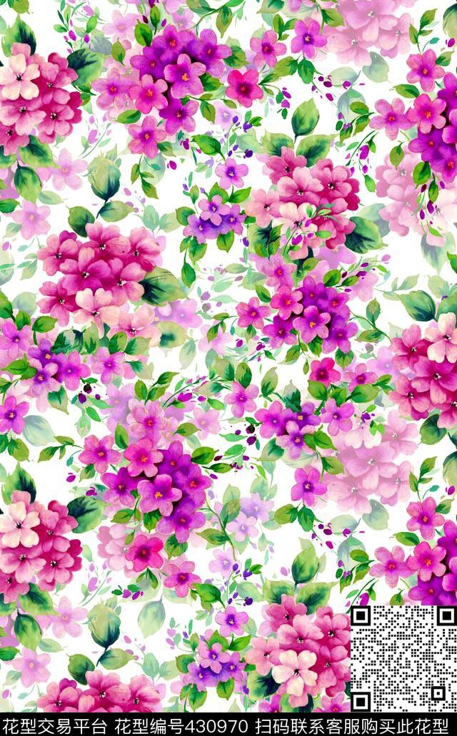 花卉流行时尚大牌时尚小碎花数码印花华亿平台下载（图片编号: 430970） - 瓦栏（Walan）
