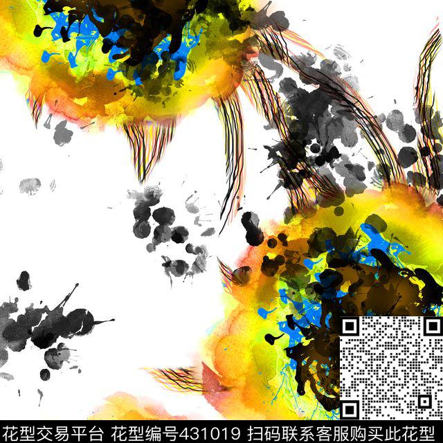 抽象花瓣花卉数码印花华亿平台下载（图片编号: 431019） - 瓦栏（Walan）