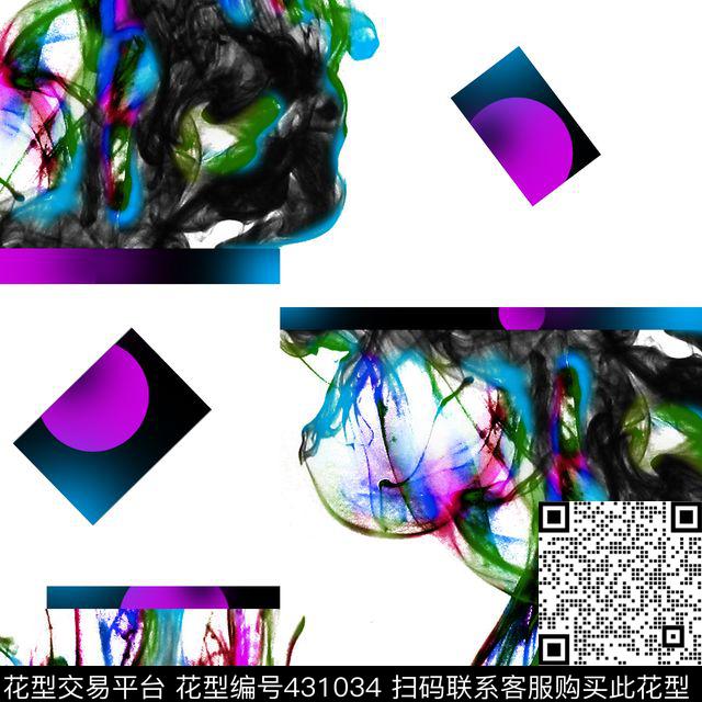 抽象几何流行时尚数码印花华亿平台下载（图片编号: 431034） - 瓦栏（Walan）