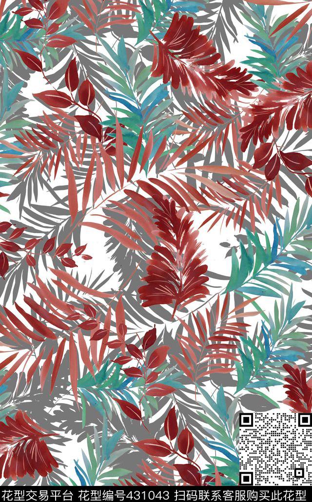 个性男装流行时尚热带雨林数码印花华亿平台下载（图片编号: 431043） - 瓦栏（Walan）