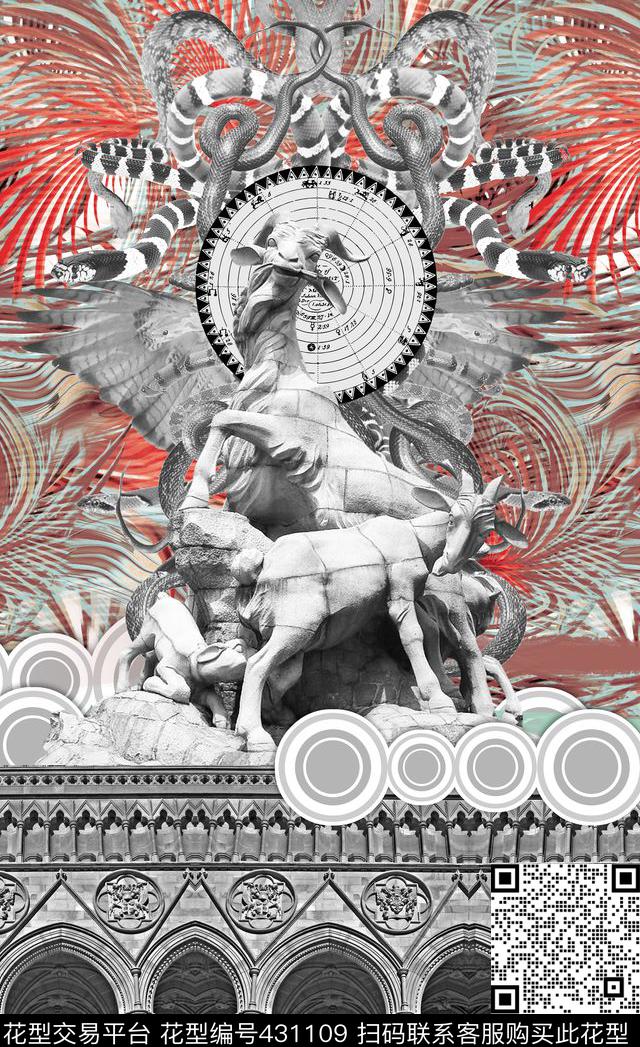 动物个性定位建筑数码印花华亿平台下载（图片编号: 431109） - 瓦栏（Walan）