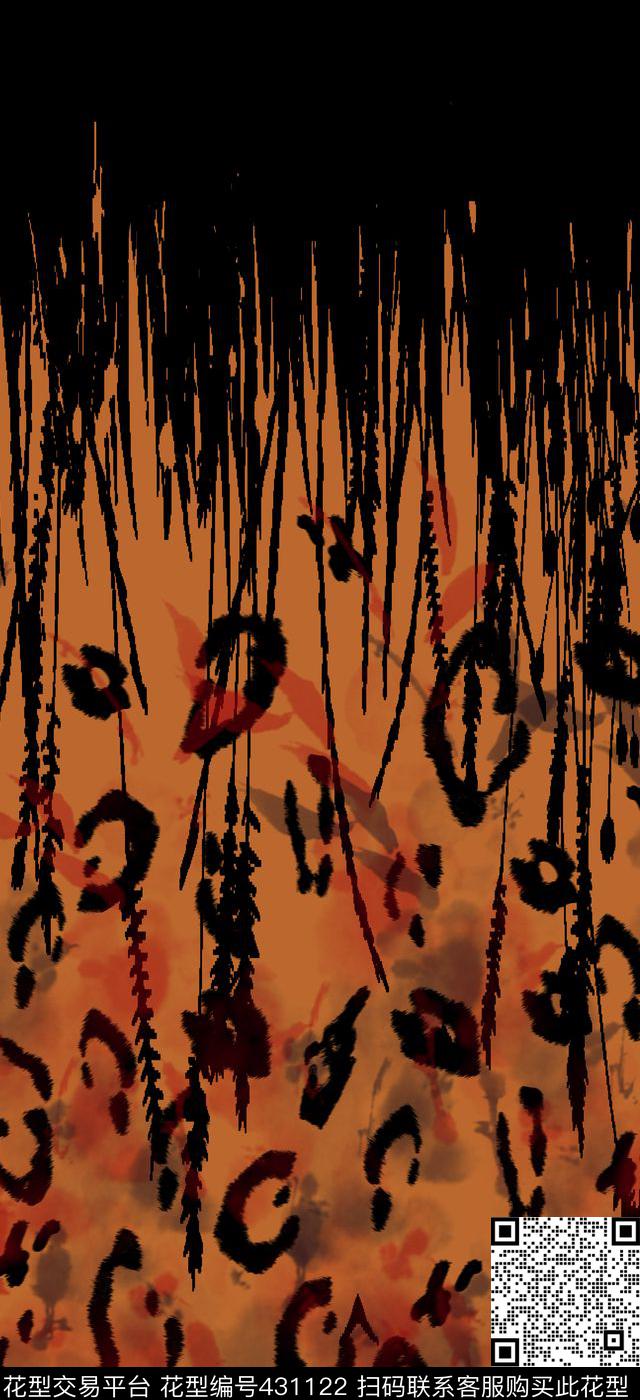 豹纹单边定位植物数码印花华亿平台下载（图片编号: 431122） - 瓦栏（Walan）