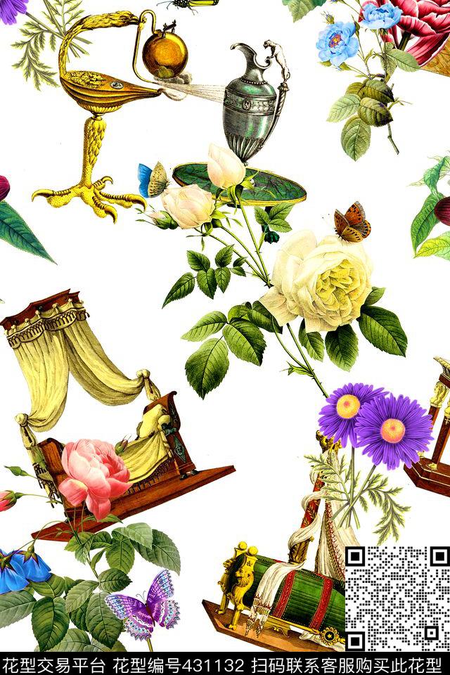 欧式家具花卉数码印花华亿平台下载（图片编号: 431132） - 瓦栏（Walan）