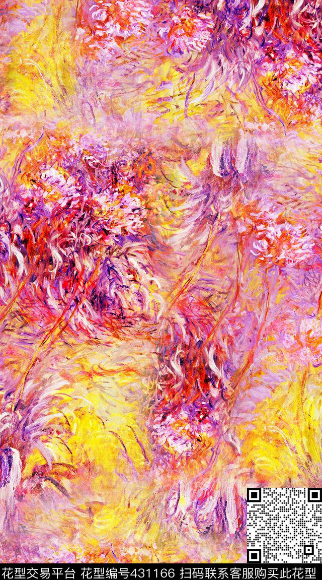 绚丽绚丽抽象油画风景数码印花华亿平台下载（图片编号: 431166） - 瓦栏（Walan）
