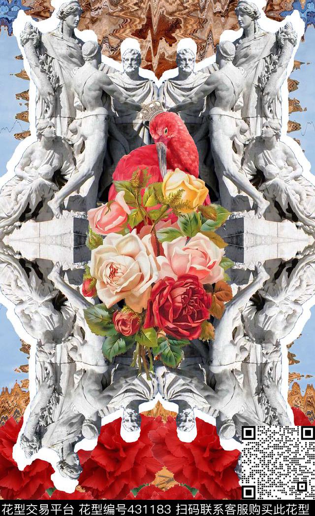 花卉康乃馨欧洲宫廷风数码印花华亿平台下载（图片编号: 431183） - 瓦栏（Walan）