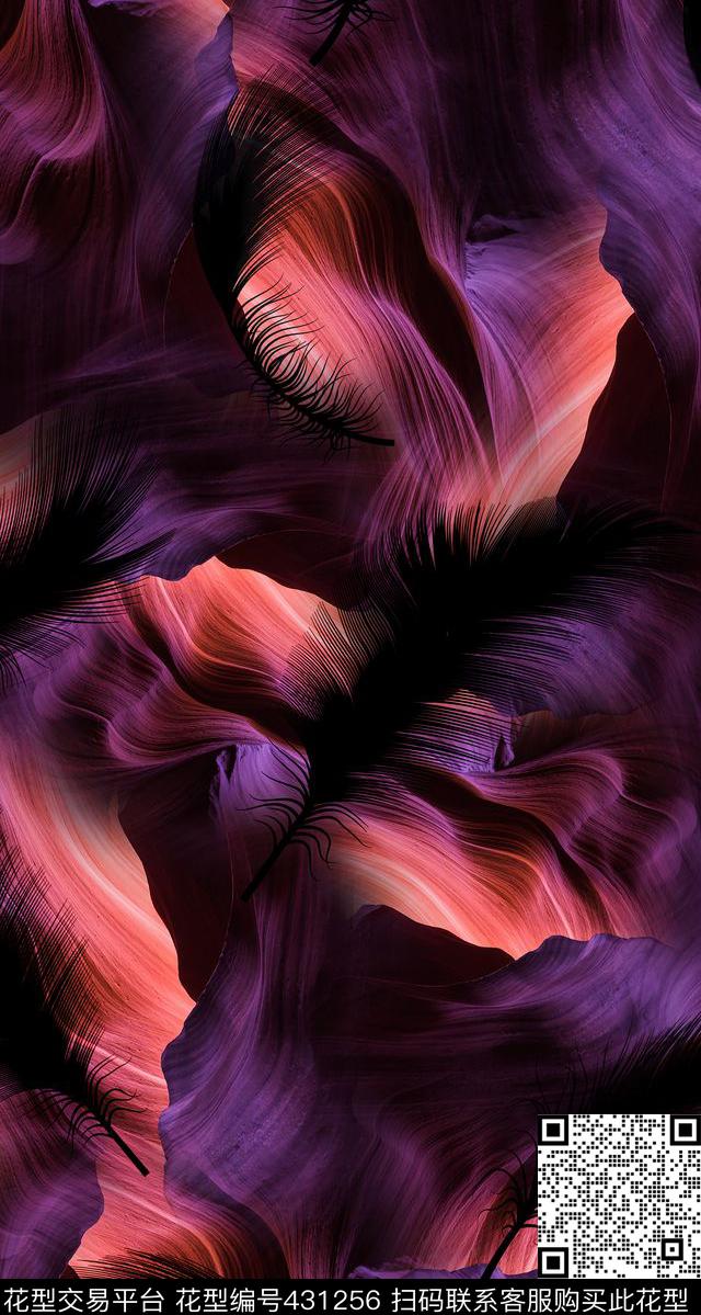 抽象拉丝炫彩数码印花华亿平台下载（图片编号: 431256） - 瓦栏（Walan）